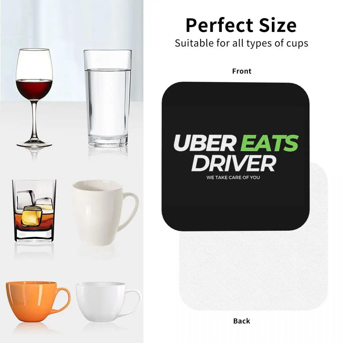 Uber Eats Driver Logo توصيل الطعام سائق الوقايات المطبخ المفارش كوب عازل القهوة الحصير أدوات المائدة منصات مجموعة من 4