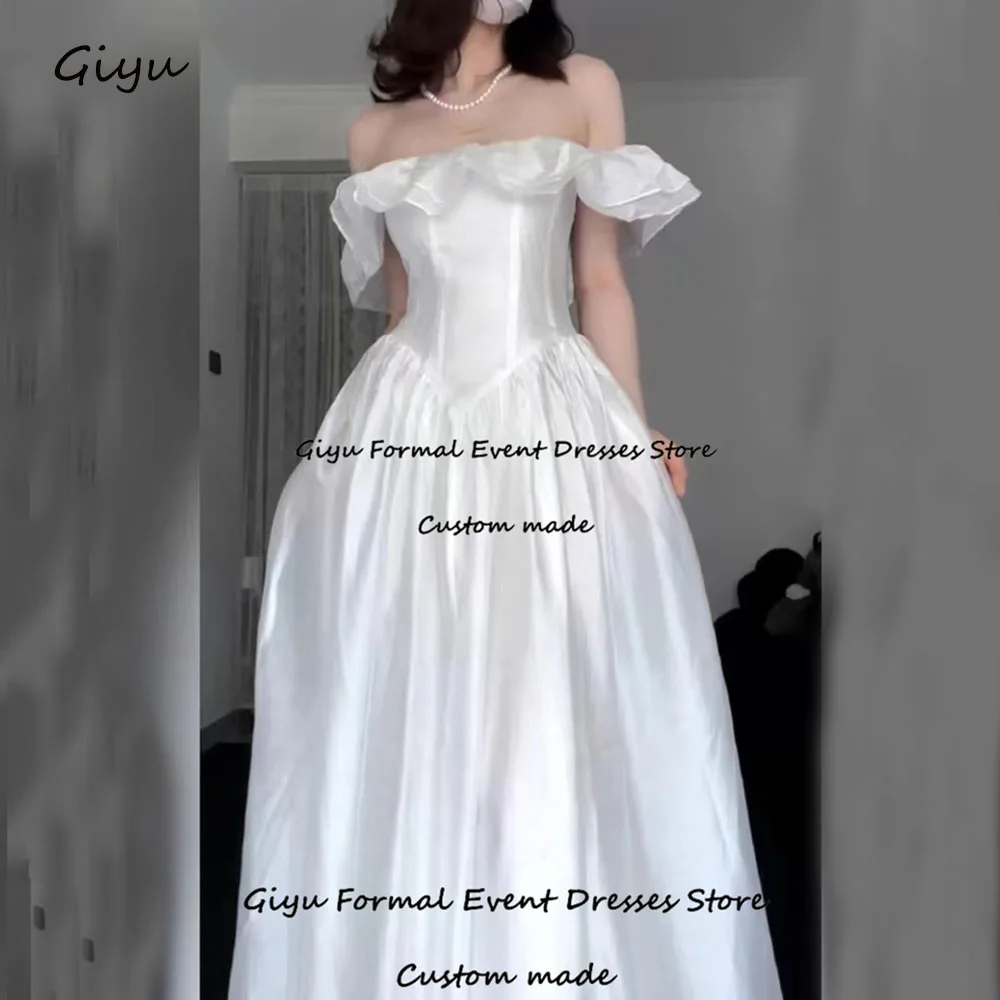 

Giyu Simple A-line Korea Wedding Dress Photo Shoot Draped Off the Shoulder Floor-Length Vestidos De Novia 웨딩드레스