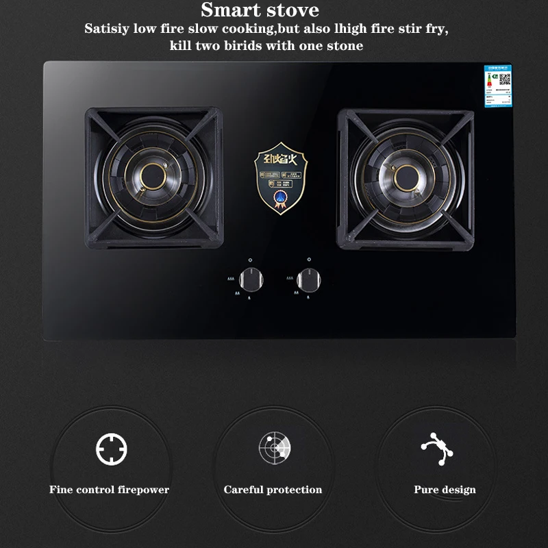 Réchaud à gaz rotatif pour touristes à feu féroce, impulsion électronique, verre du Guatemala, panneau en cristal noir, A12, 4,5 KW