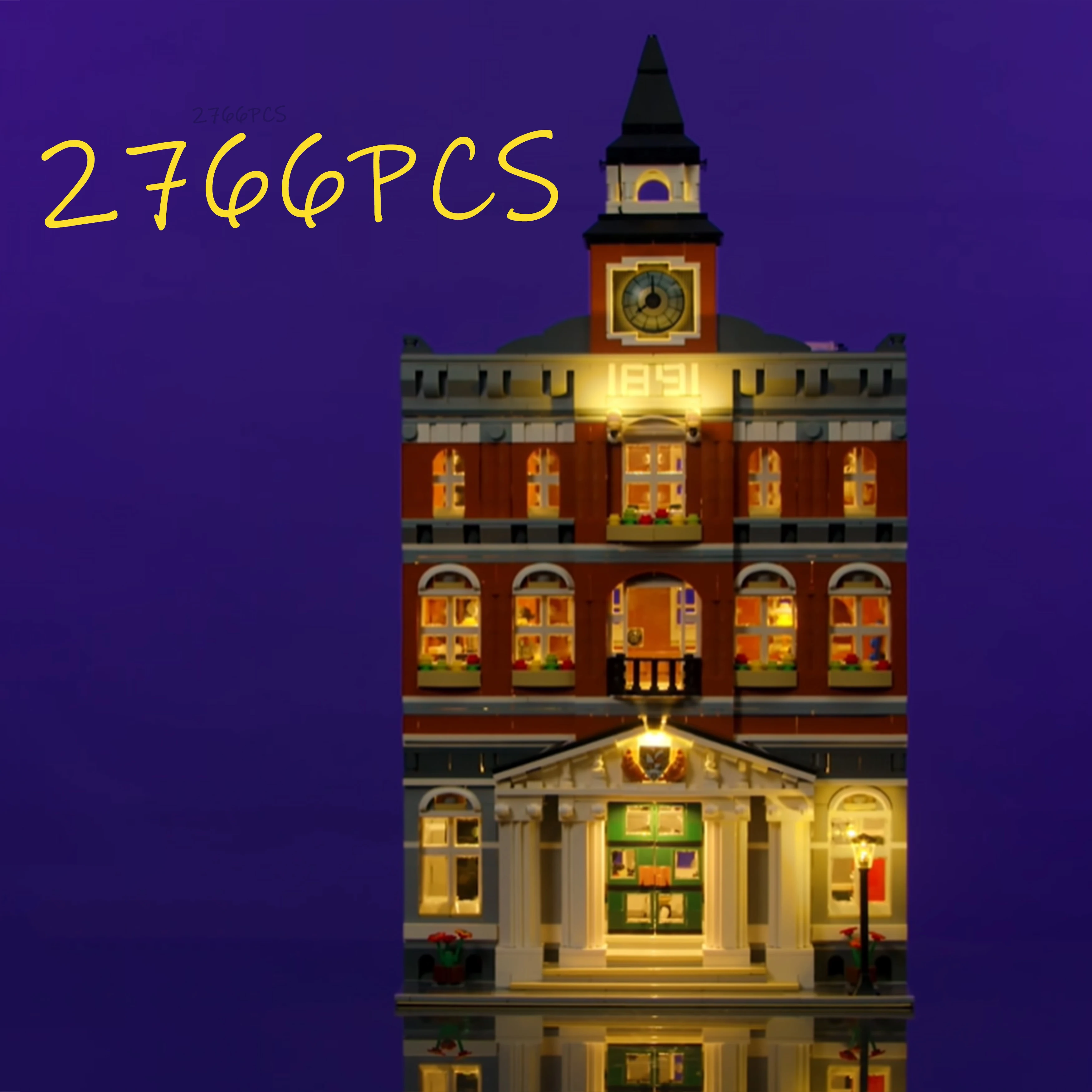 Cidade hall 10224 moc blocos de construção modulares arquitetura vista rua exibição decoração presente do feriado modelo presente (sem luz)