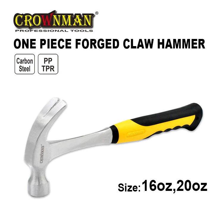 CROWNMAN Striking Tools Professional 16OZ/20OZ with TPR Handle One Piece Forged Carbon Steel Claw Hammer