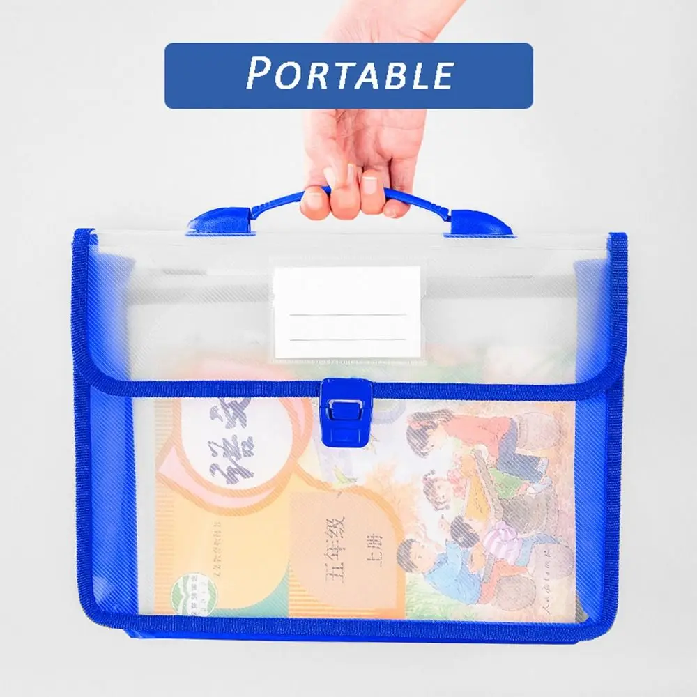 

A4 Transparent File Folders Portable File Bag Briefcase Handbag Waterproof File Organizer Large Capacity Thickened Document