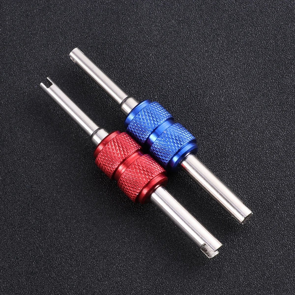

2Pcs Car Tire Stem Core Remover Repair Tool Installer Set Red Blue Dual Head Aluminum Alloy Durable Compact Design for Car Truck