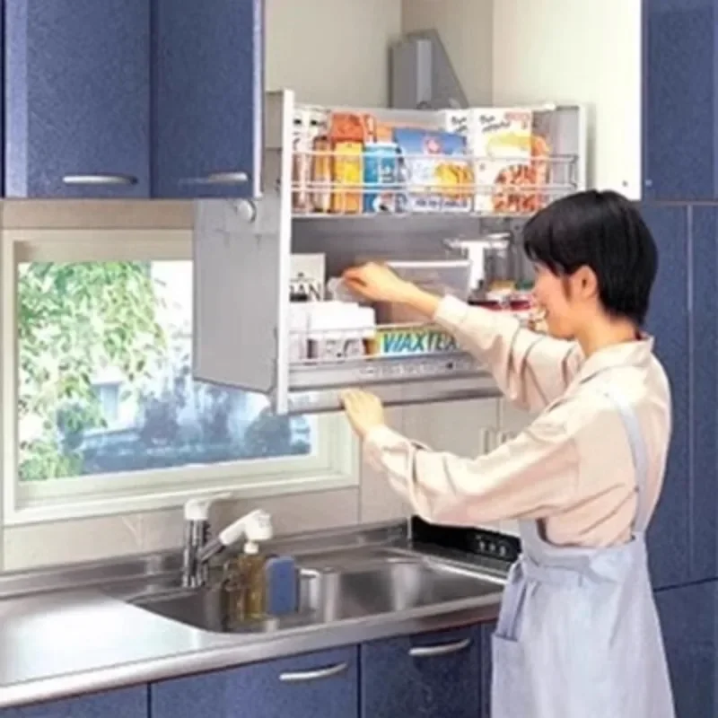 Kitchen Cabinet Stainless Steel Lift Cabinet Drop Basket Bowl Rack