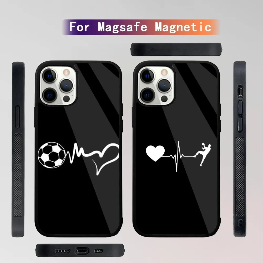 Football Heart Beat Phone Case For iPhone 15,14,13,12,11,Plus,Pro,Max Mini Magsafe Magnetic Wireless Charging