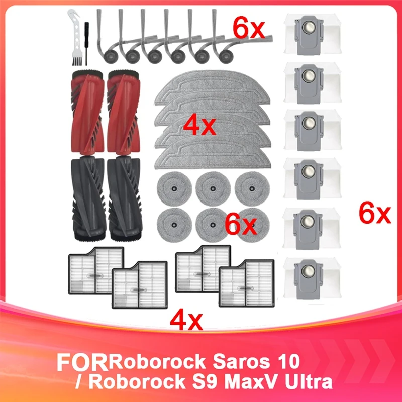 

Replacement Accessories for Saros 10 / S9 MaxV Ultra Robot Vacuum Cleaner, Dual Main Brush Mop Pad