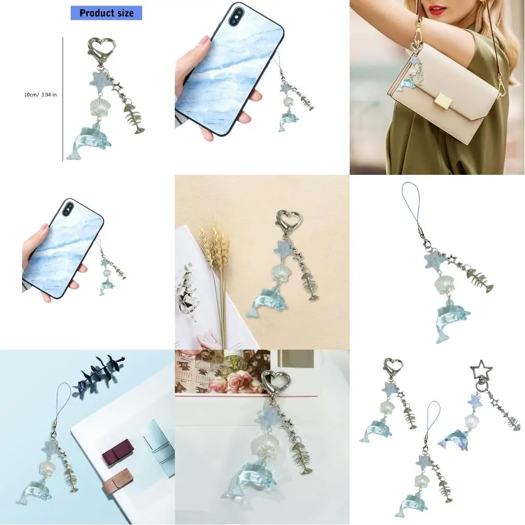 Portable Seashells Dolphin Keychain Decoration for Trendy Enhancement