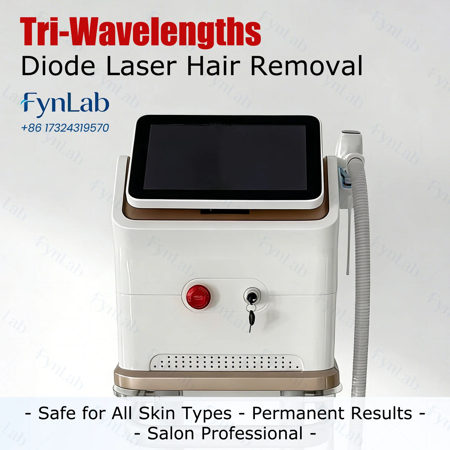 

Professional Tri-Wavelength Diode Laser Hair Removal Machine 755nm 808nm 1064nm Ice Cooling 2000W Peak Power 15.6" Touch Screen