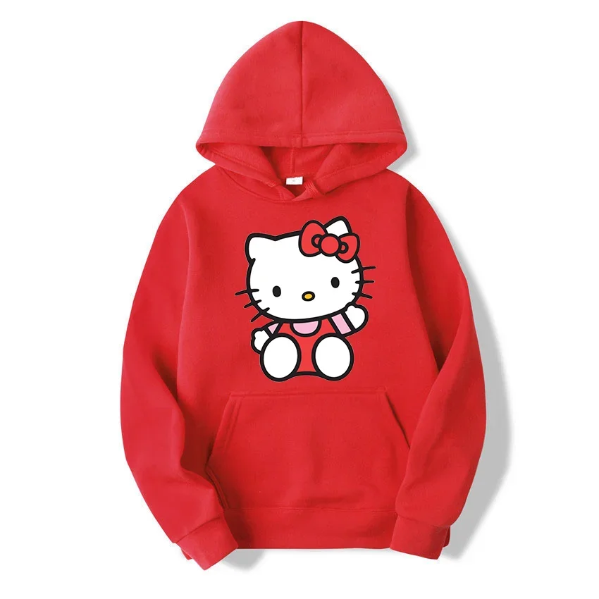 Cartoon Graphic Printed Male Sweatshirts Kawaii Hello Kitty Pattern Anime Long Sleeve Men Hoodies Autumn Winter Casual Tops