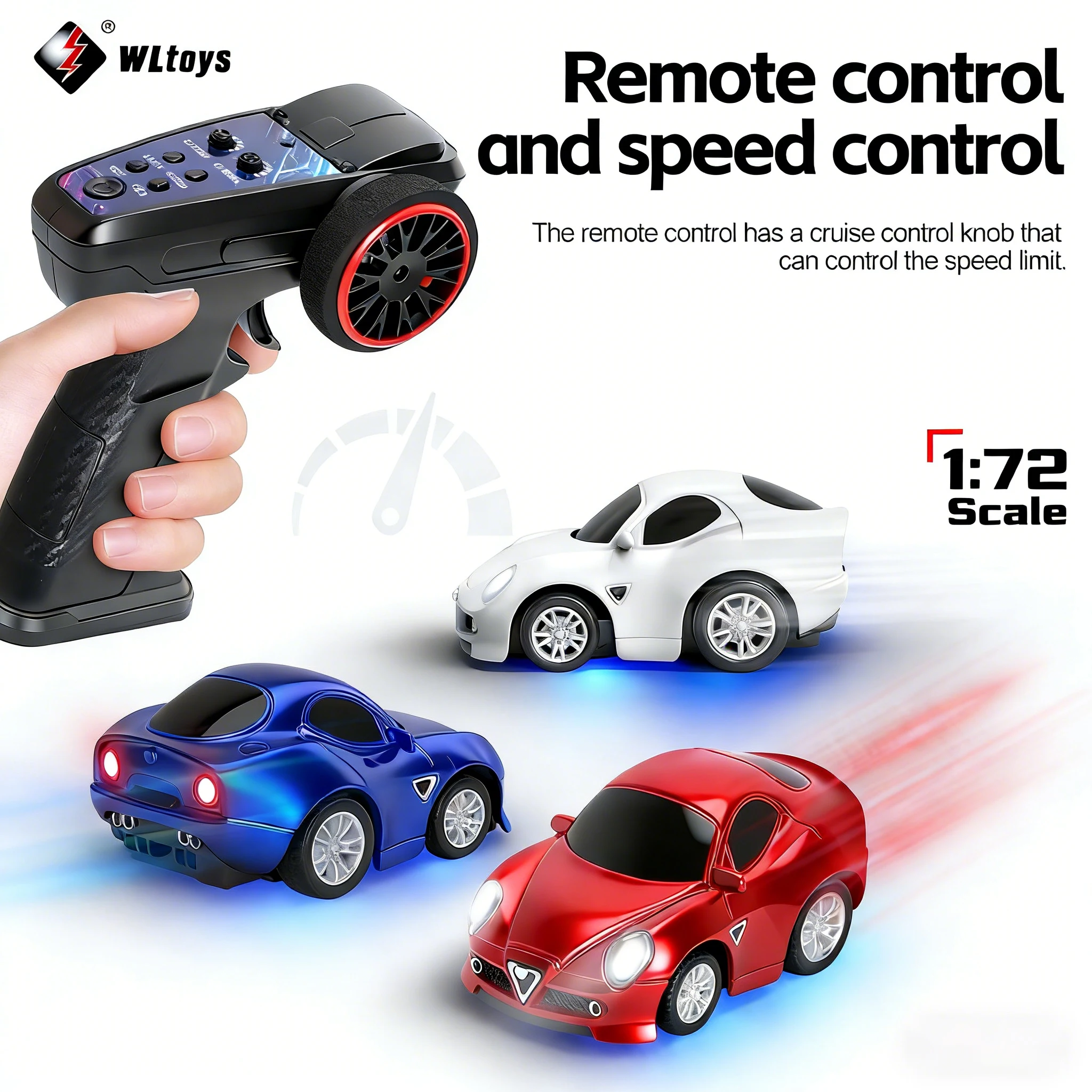 

WLtoys 1/72 Mini RC Car With Gyroscope LED Light 2.4G Radio Remote Control Car Model Competitive Vehicle Toys For Kids Q7201