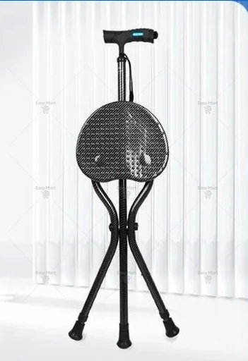 The ElderlyCane Stool,Multi-functional Aluminum Alloy CaneStool, Folding Portable Walking Stick Night Vision Light