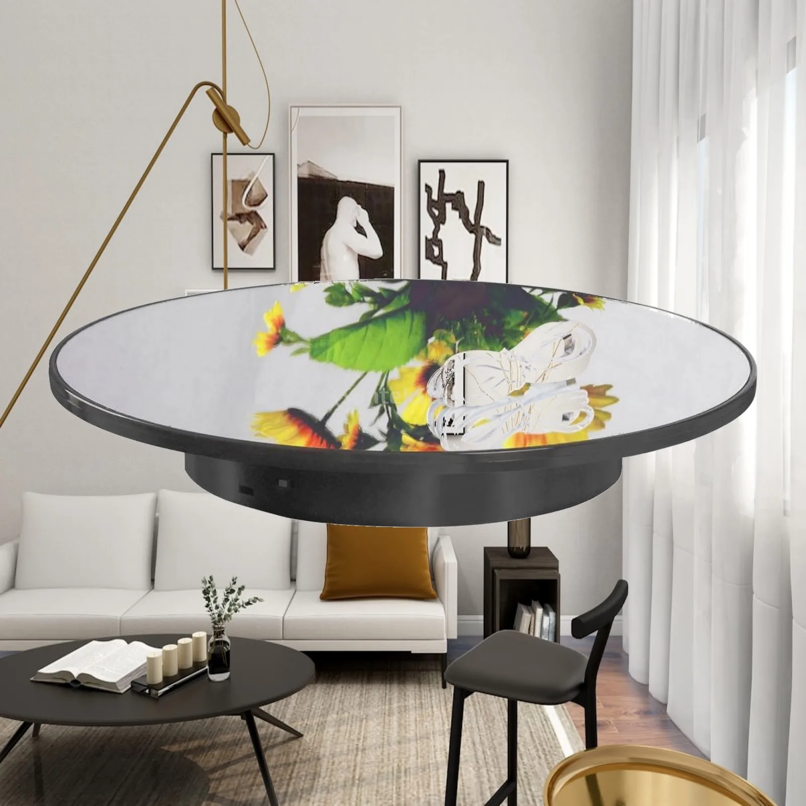 Electric Rotating Display Stand USB Powered Rotating Display Turntable Mirrored Top Mirror Turntable for Online Sellers,