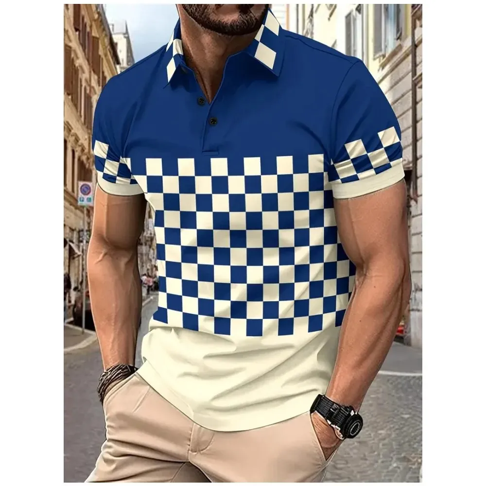 2024 Fashion Polo Shirt New Men Polo Shirt Short Sleeve Polo Shirt Striped Casual Business Polo Shirt Tops Mens Summer Clothing