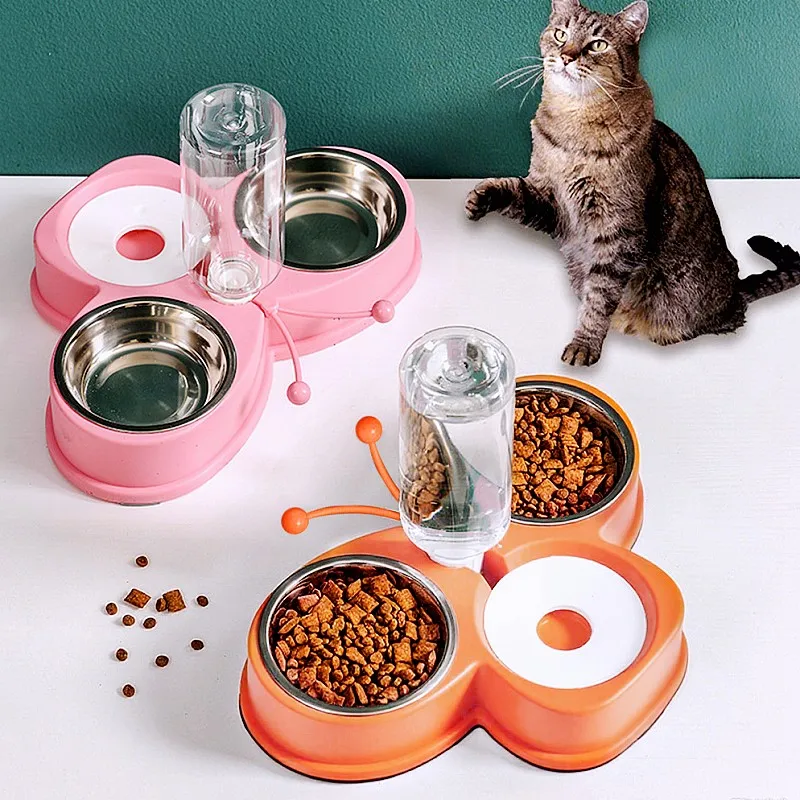 Bebedero automático 2 en 1 con diseño de mariposa para perros y gatos - imagen 2