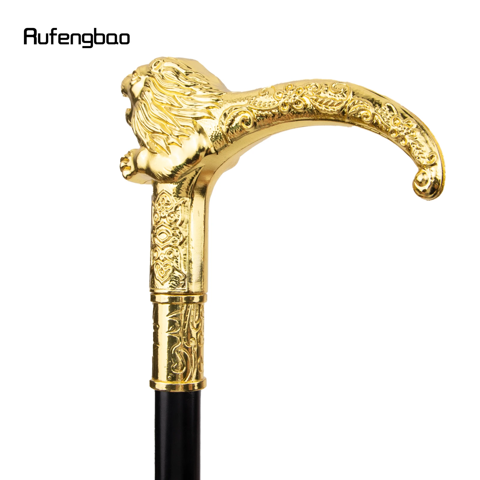 Bastão com Punho de Leão Dourado, Botão Crosier Elegante, Bastão Decorativo de Festa, Punho Fashion Luxo, 95cm