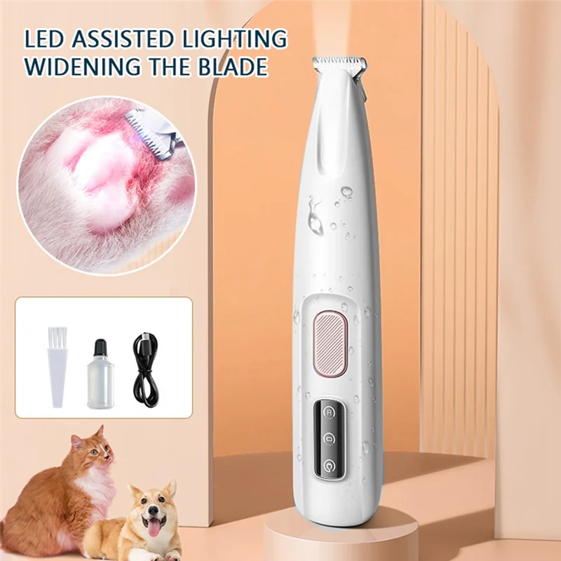 ABVI-ポータブル犬爪切りコードレスペットヘアシェーバートリマー充電式LEDライト付き