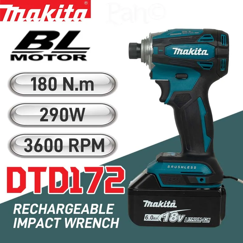 

Makita 3200rpm DTD172 Cordless Impact Driver LXT BL Brushless Motor 18V Electric Drill for Wood Bolt T-Mode 180 N·M Power Tools