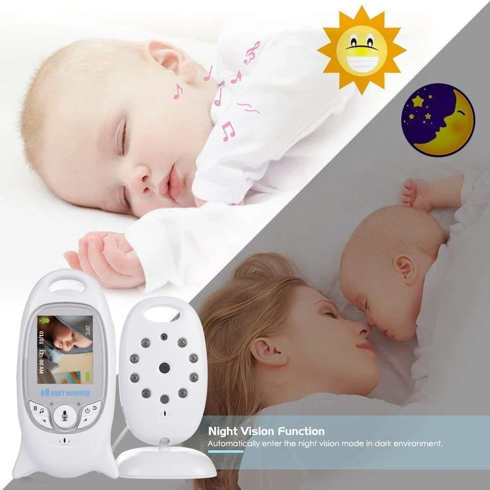 VB601 Wireless Video Baby Monitor Color Security Camera 2 Way Night Vision Infrared LED Temperature Monitoring and 8 Lullaby