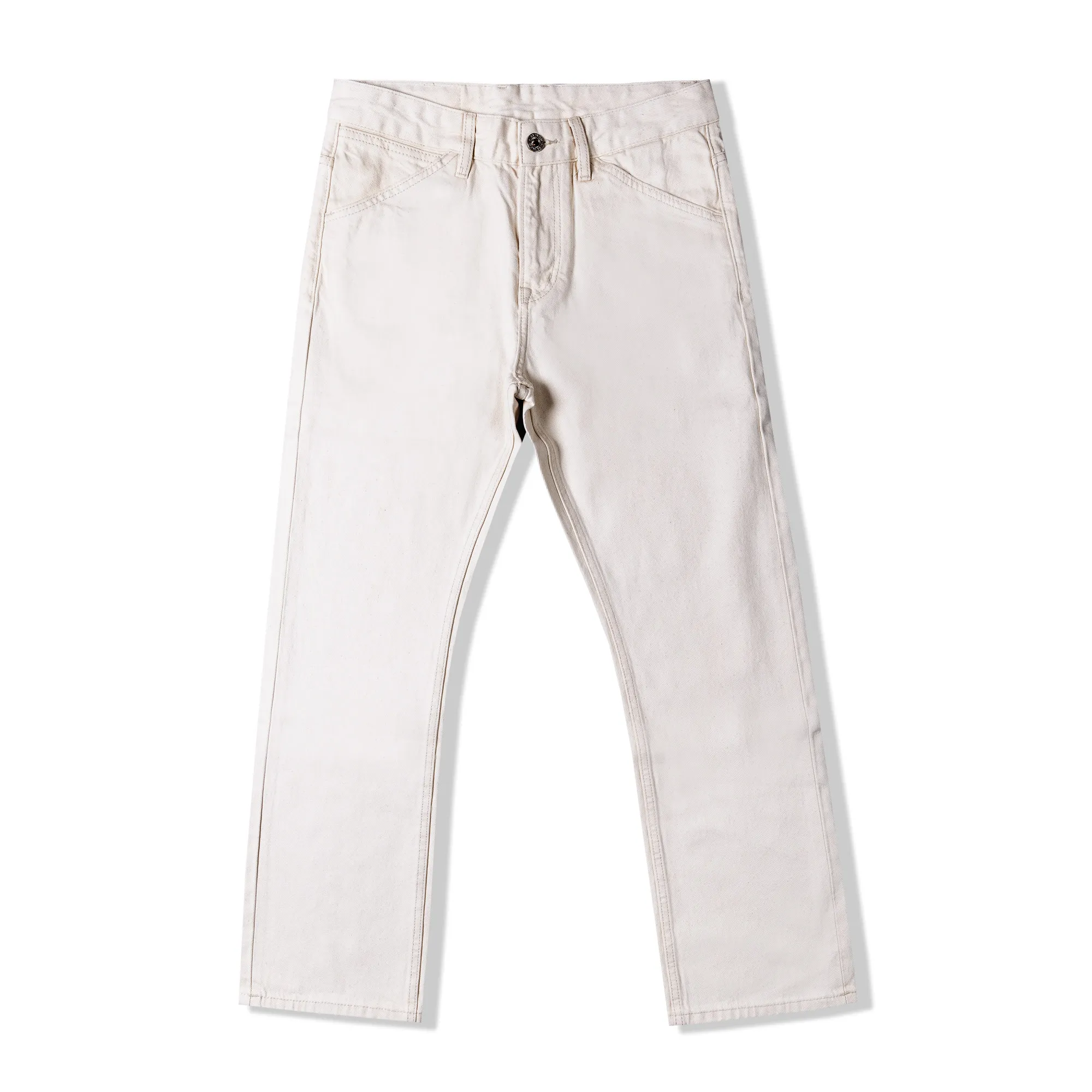 

Amekaji Men's Premium Off-White 15oz Selvedge Denim Pants American Retro 100% Cotton Washed Classic Regular Straight-Leg Jeans