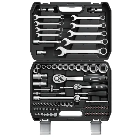 

82 Piece 1/2'' 1/4'' Drive Ratchet Spanner Mechanic Tool Set With Combination Wrench Socket Set Car Repair Tool Box