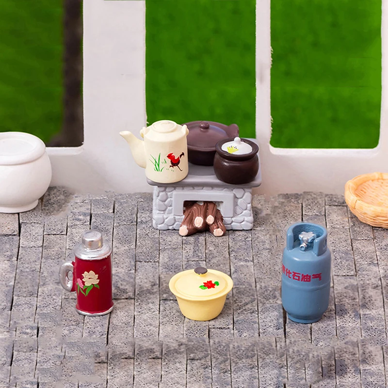 1 قطعة دمية صغيرة موقد الفحم غلاية خزان الغاز نموذج لوازم المطبخ دمى أثاث منزلي اكسسوارات الديكور