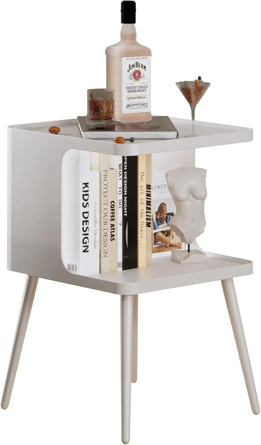 طاولة جانبية، طاولة نهاية حديثة، منضدة معدنية صغيرة. طاولة مميزة مع 4 أرجل لغرفة المعيشة وغرفة النوم والمكتب وأريكة صغيرة للمساحة. #6