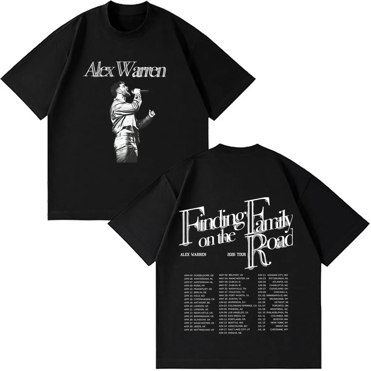 Camisetas Gráficas Alex Warren 2026 Tour para Homens e Mulheres, Moda Vintage, Camisetas de Algodão de Manga Curta, Estilo Gótico Punk