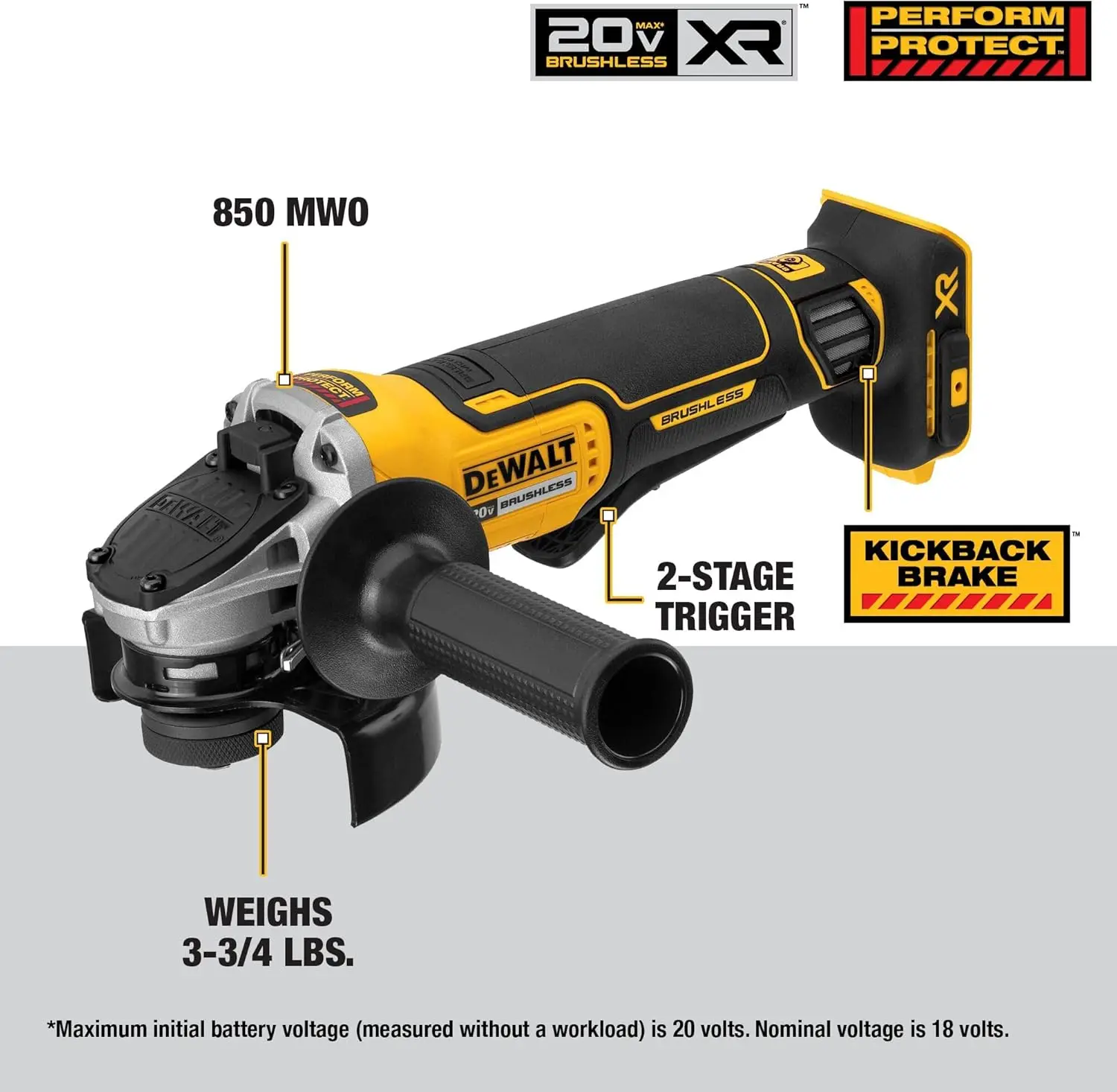 DEWALT 20V MAX Lithium Ion 4-1/2\u201d grinder, Tool Only with w/Safety Goggle (DCG412B & DPG82-11C)