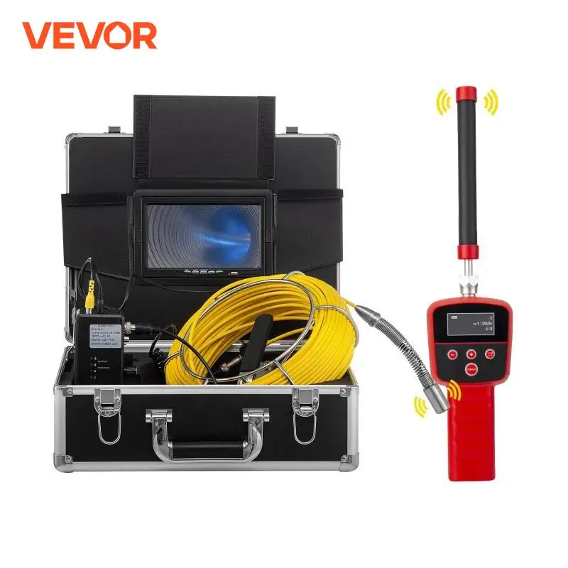 VEVOR Pipe Inspection Camera 7in Monitor DVR Recording 30/50M Cable 512HZ Pipe Locator Drain Sewer Pipeline Industrial Endoscope