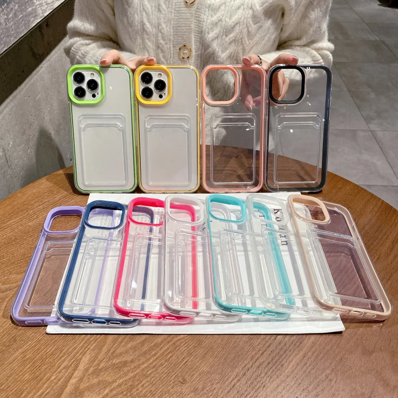 Luxury Color Candy 360 Full Protection Card Phone Case For iPhone 13 Pro Max 12 11 XR XS Max X 7 8 plus Shockproof Clear Cover