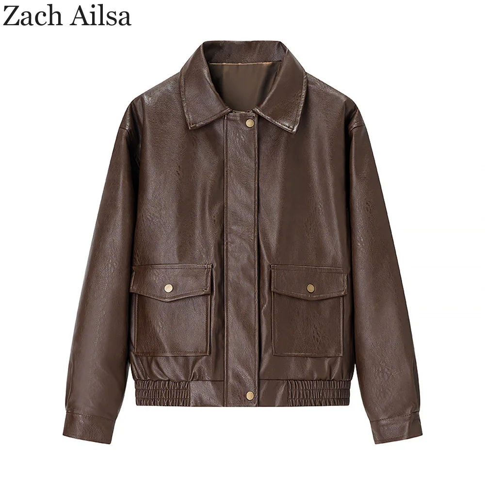 

Новая женская одежда, коричневая куртка в европейском и американском стиле, винтажный топ в американском мотоцикле