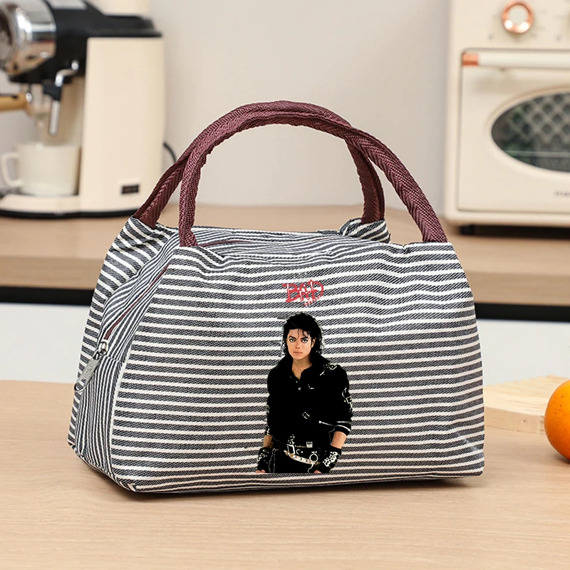 Michael Jackson Tragbare Lunchtaschen für Mädchen und Jungen, thermische Isolierung, Lunchbox, Aufbewahrungstasche, Schule, Lunchbox, Tasche, Picknick-Aufbewahrungstasche