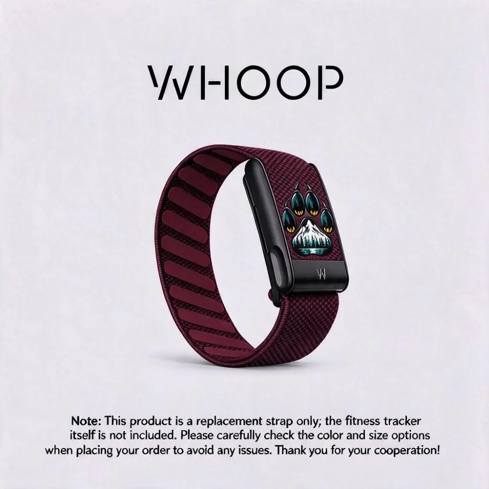 WHOOP 5.0 MG Compatible Bear Paw Mountain Forest Pattern Nylon Woven Stretch Fitness Wristband with Metal U Frame