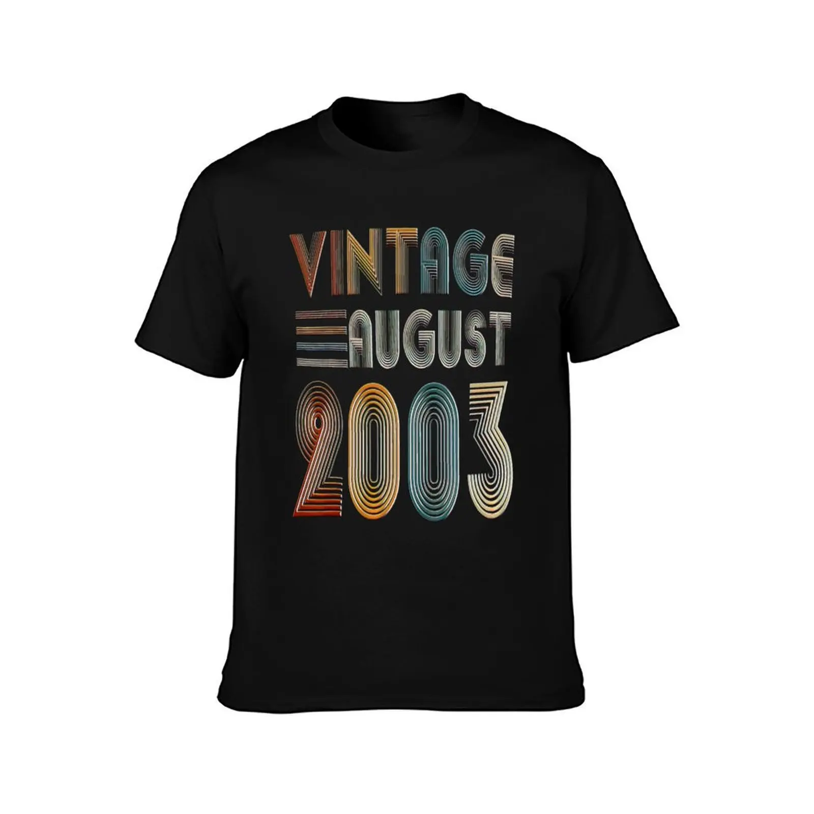Retro Vintage August 2003 18th Birthday Gifts T-Shirt, Summer Casual Cotton Tee, Oversized Streetwear Tops, Unisex Men Women