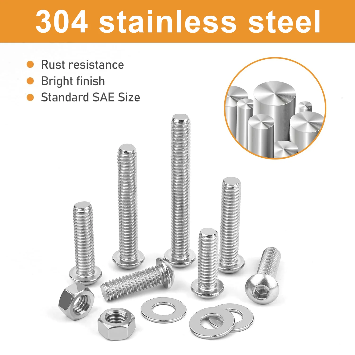 240Pcs M3 Hex Head Screws, M3x4/6/8/10/12/14/16mm Button Head Stainless Steel Internal Hexagon Screw Washer Nut Set