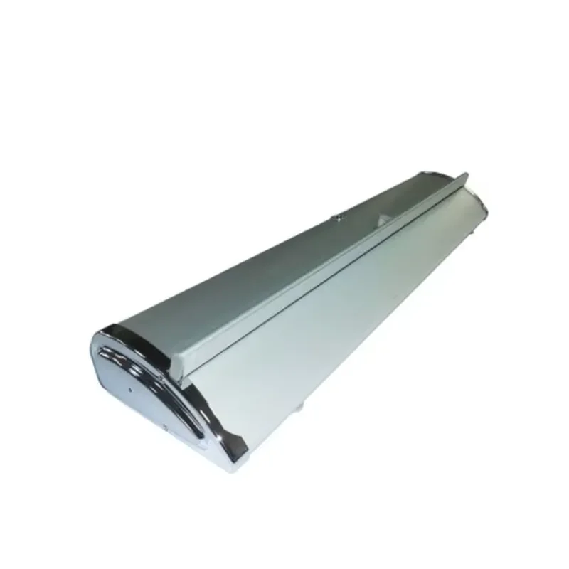 China Aluminum single-sided wide base roll-up banner rack, retractable banner rack