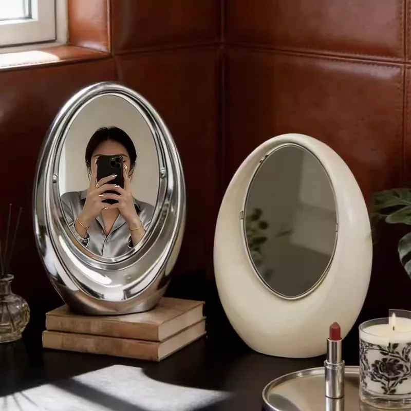 

Creativity Flip Double-sided Mirrors Home Desktop Premium Feel Elliptical Mirror Room Decoration Makeup Mirrors Home Decor Gifts