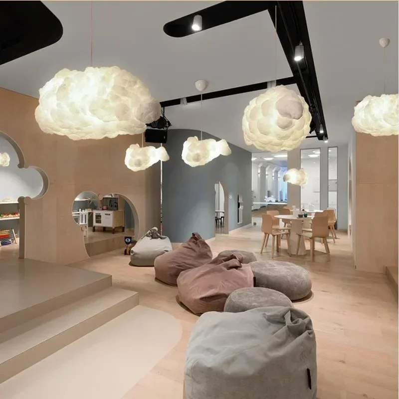 Modern Floating Cloud Led Chandelier Lighting White Cotton Living Room Led Chandeliers Lamp Dining Room Hanging Lights Fixtures