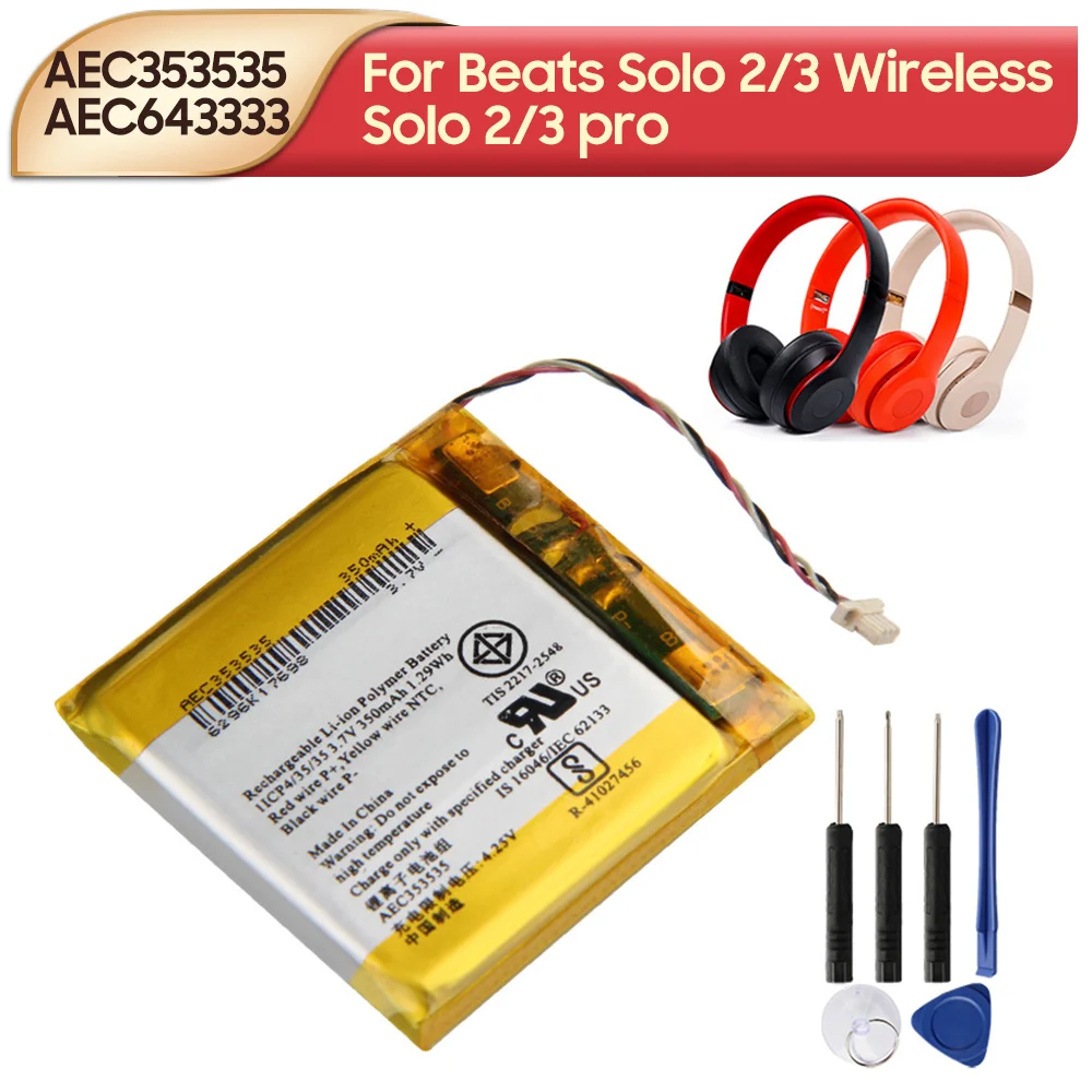 Original Replacement Battery AEC353535 For Beats solo 2.0 3.0 AEC643333 For Beats Studio 2/3 solo pro Wireless eadphones Battery