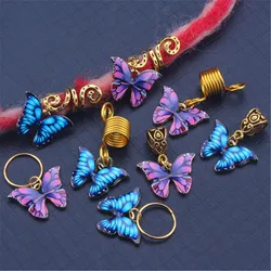 Anillos de trenza de mariposa para el cabello, colgante decorativo, accesorios para el cabello, trenzas trenzadas, 5 unids/lote por bolsa