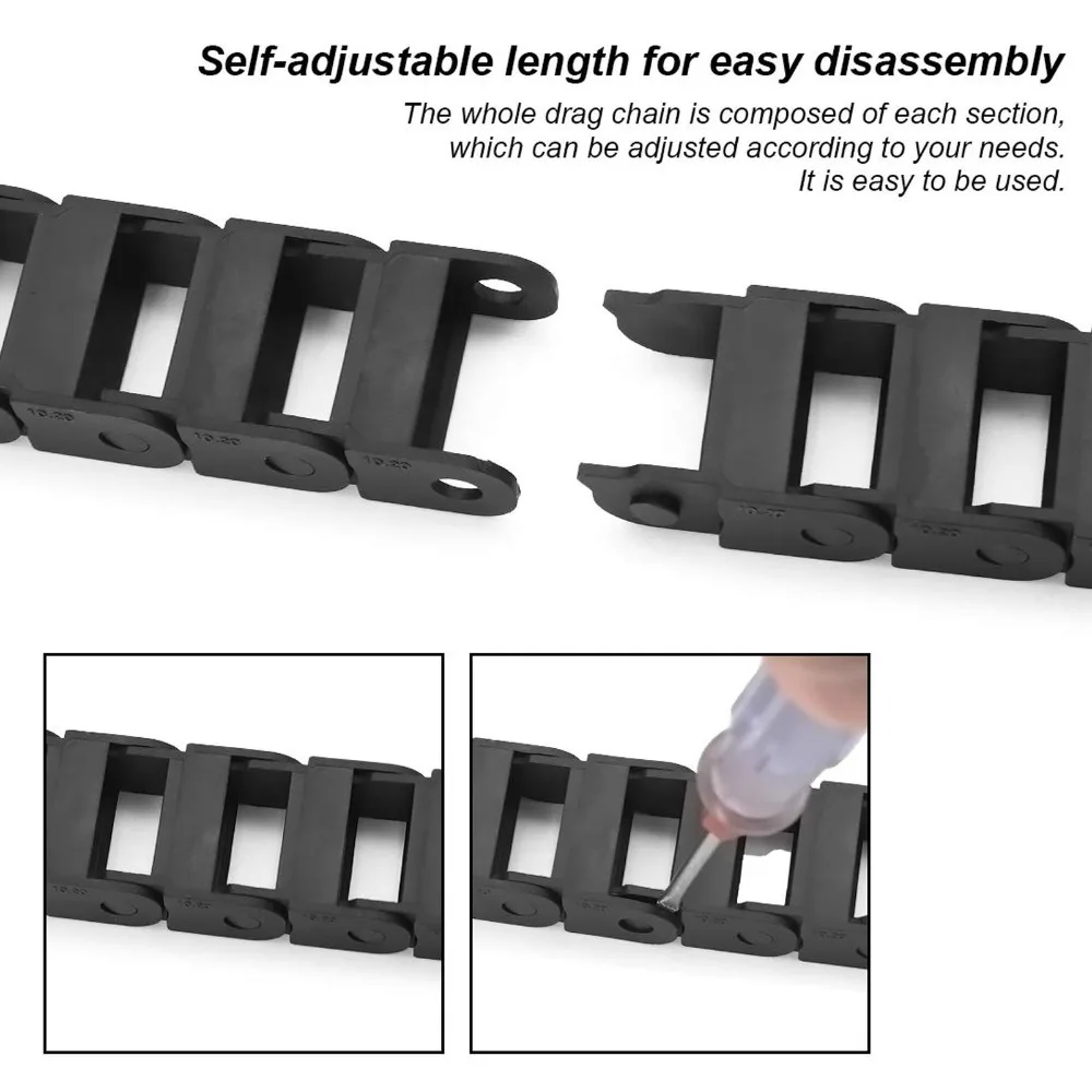 Durable Black Wire Carrier Chain 10mm x 20mm 1M Length Drag Chain Cable Wire Carrier Electrical Machines