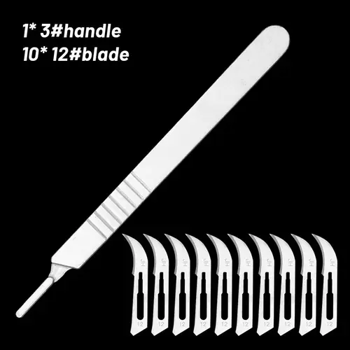 10pcs 10#--24# Carbon Steel Surgical Blades + 1pc 3# 4# Handle Scalpel DIY Cutting Tool PCB Repair Animal Surgical Knife - Image 10
