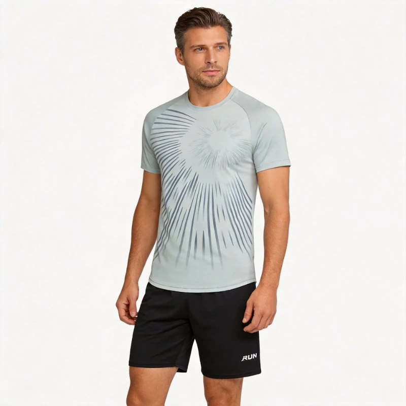 

Летняя спортивная одежда: комплекты из быстросохнущих футболок и шорт из ледяного шелка, унисекс, для бега, тренировок в спортзале