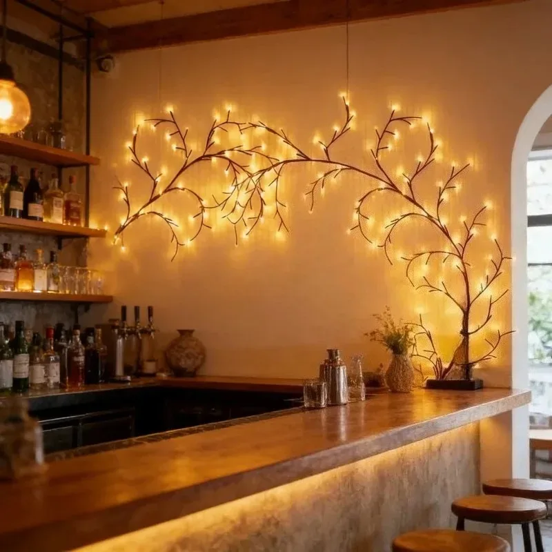 LED Tree Branch Wall Lights Flexible Willow Vine Lamp Warm Lighting for Bedroom Living Room Party Decoration