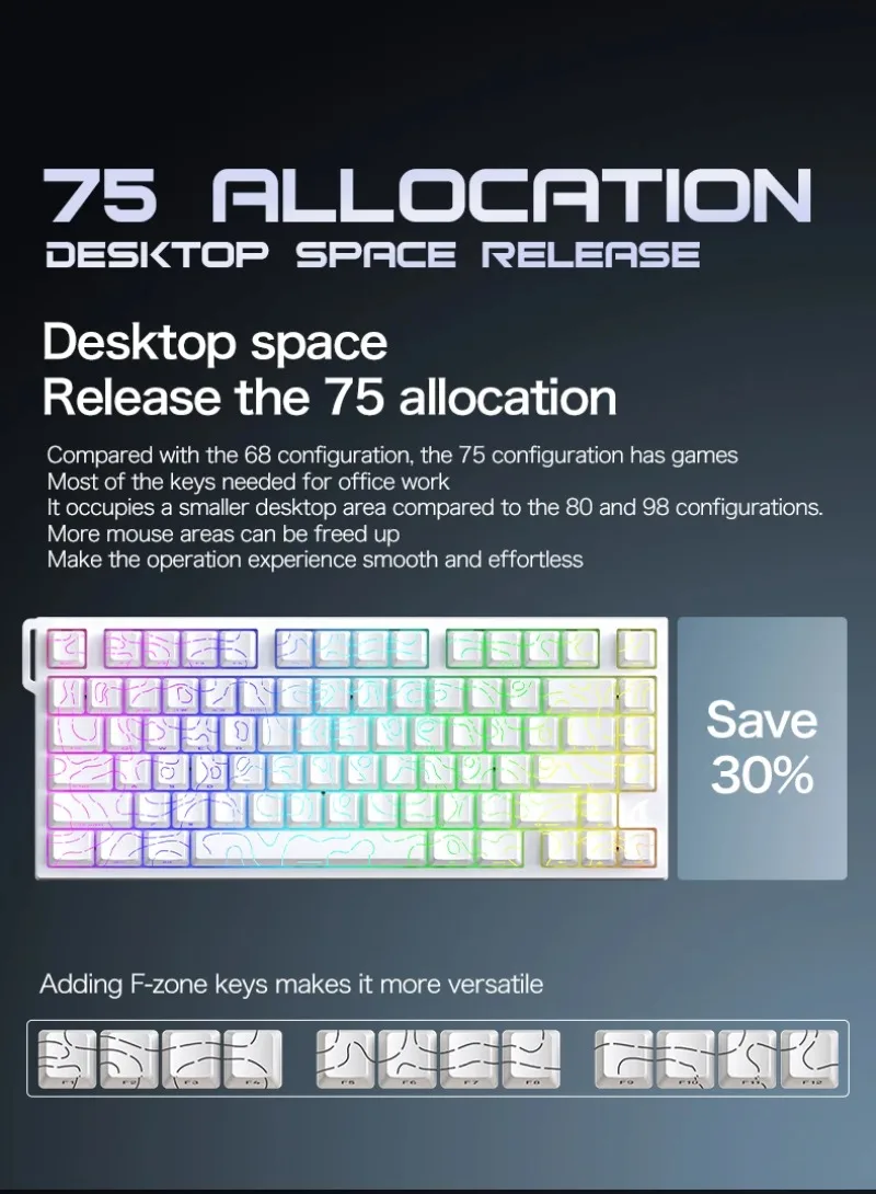 ATTACK SHARK R82 HE Teclado magnético para jogos com fio 8000 Hz Gatilho rápido ProGamer 75% Teclado 0,005 mm Precisão RT 0,08 ms de latência