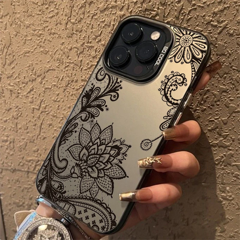 Luxury Lace Florals Pattern Case For Samsung Galaxy S24 S23 S22 S21 Ultra Plus S20 FE A13 A23 A15 A35 A55 A23 A52 A73 Hard Cover