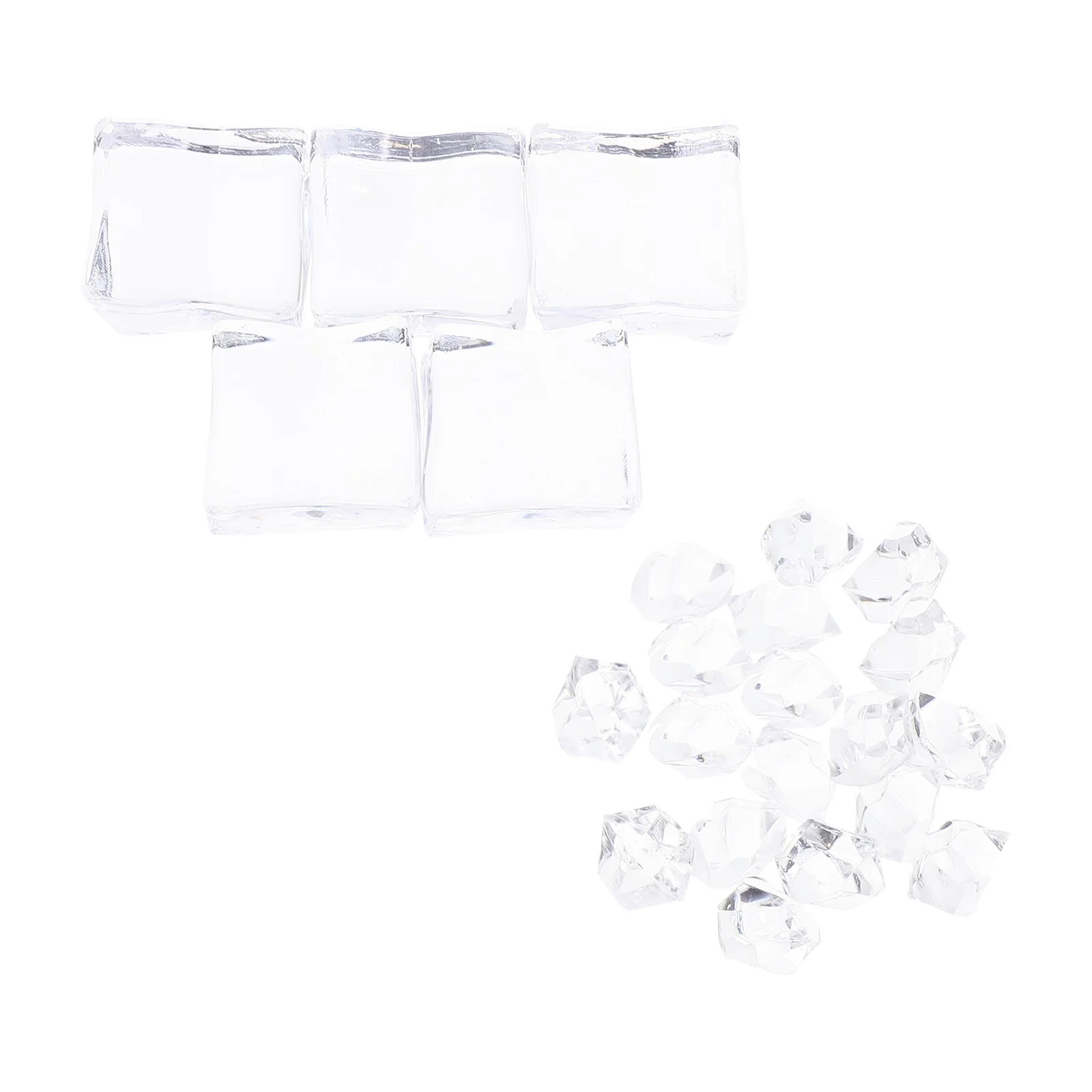 1 Juego de cubitos de hielo artificiales, rocas trituradas de hielo de imitación acrílicas transparentes, accesorios de fotografía, rocas de cristal de simulación decorativas para el hogar