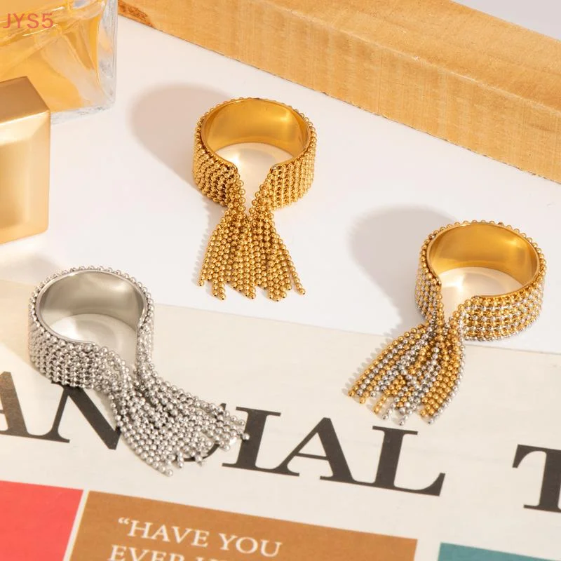 European-style Light Luxury Tassel Open Ring Best-selling Fashion Stainless Steel Hand Jewelry Accessories