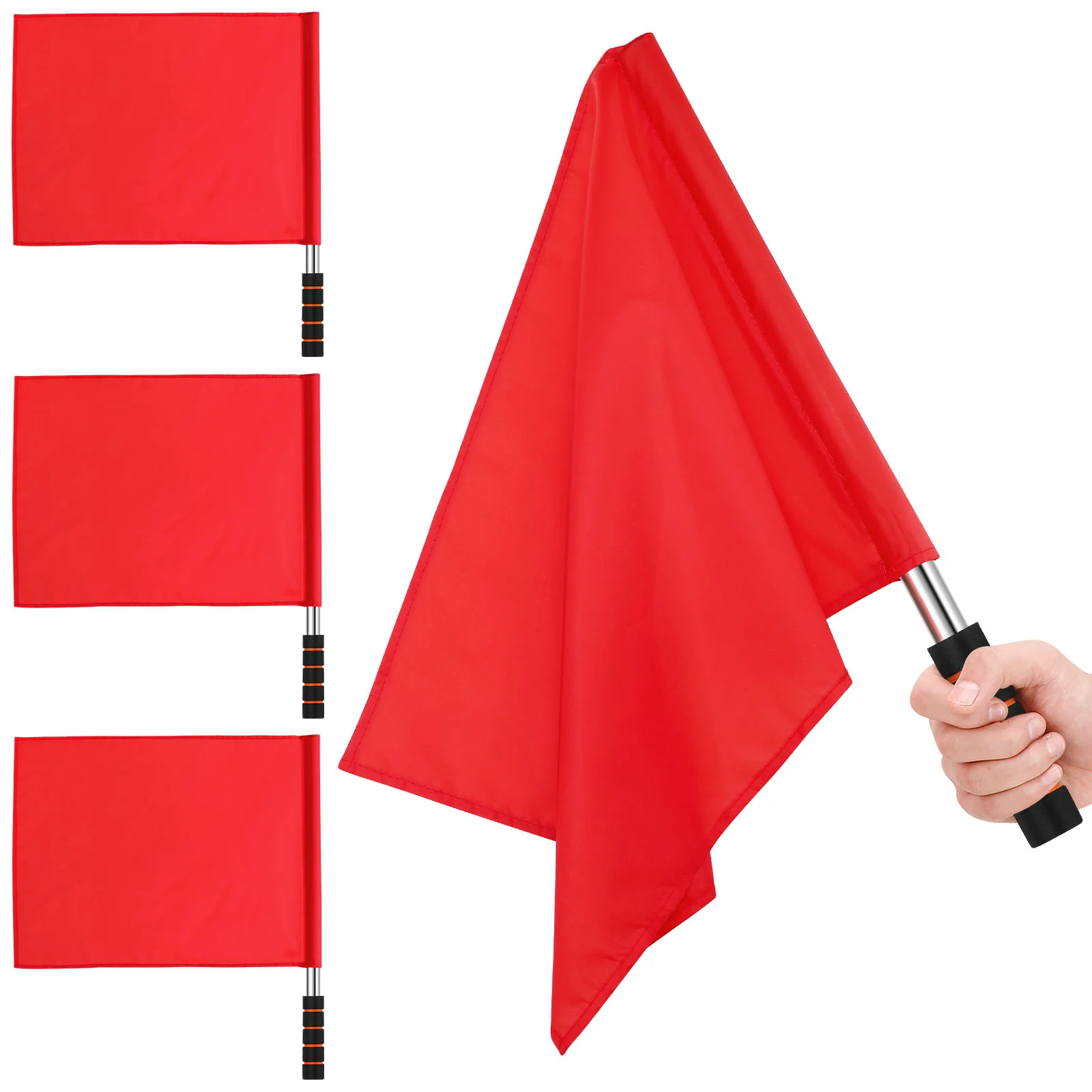 4 Pcs Soccer Referee Flags Volleyball Line Judge Waving for Racing Conducting Hand Signal Challenge Competition