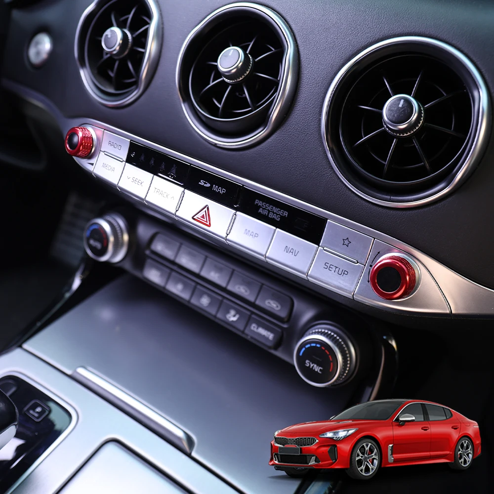 

2PCS Aluminum Alloy Volume Knob Ring Cover Trim For Kia Stinger 2018-2023 Interior Accessories